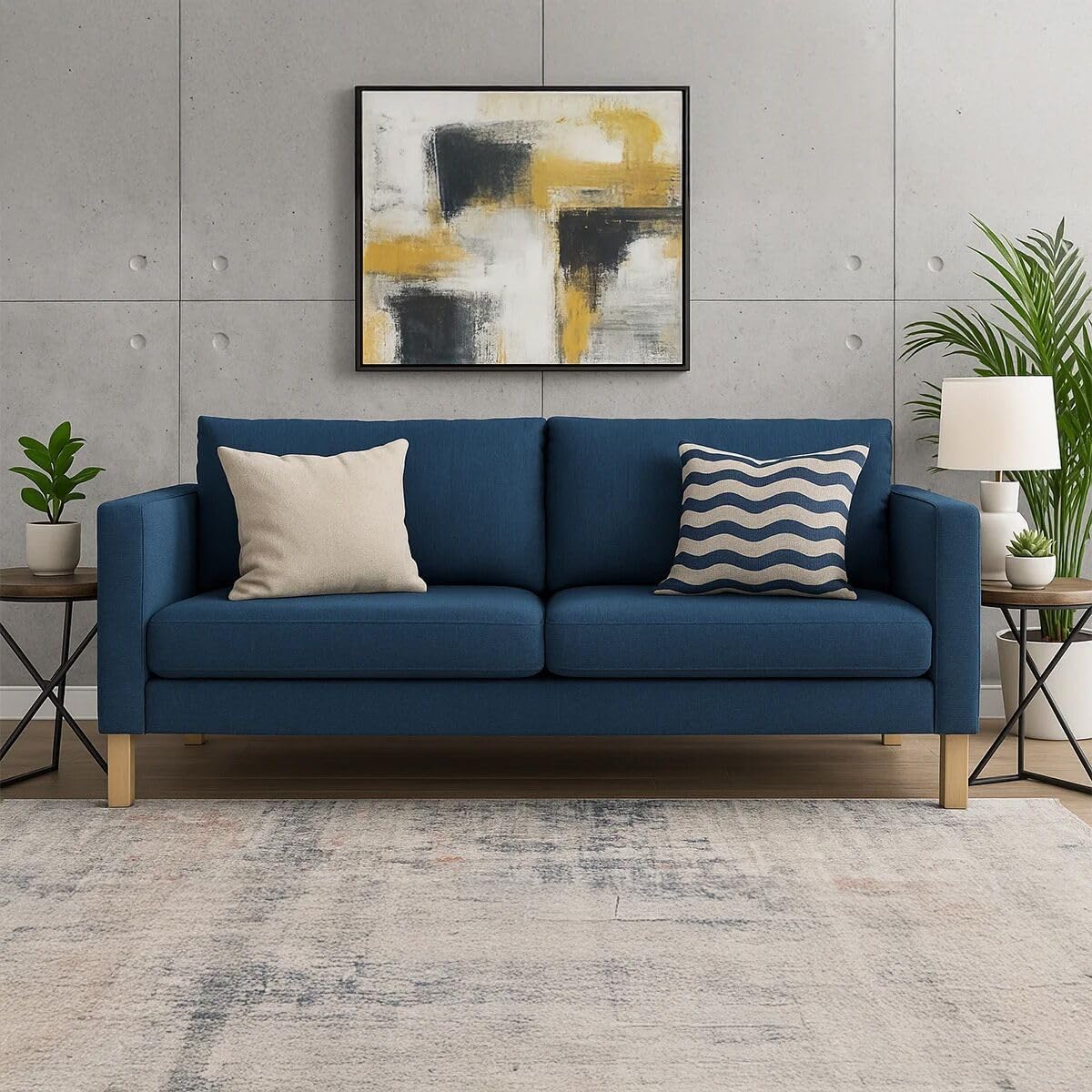 MASTERS OF COVERS SLIPCOVER ONLY! Karlstad Replacment Slipcover Snug Fit Karlstad 3 Seat (Not 2 Seat) Sofa Cover Slipcover for The IKEA Karlstad Three Seat -Navy Blue