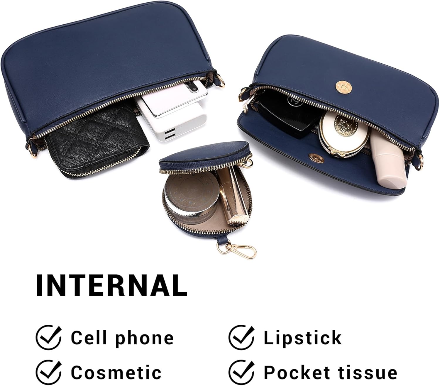 3pcs Crossbody Bags for Women PU Leather Shoulder Purse with Removable Strap Fashion Handbag for Daily Use - Image 8