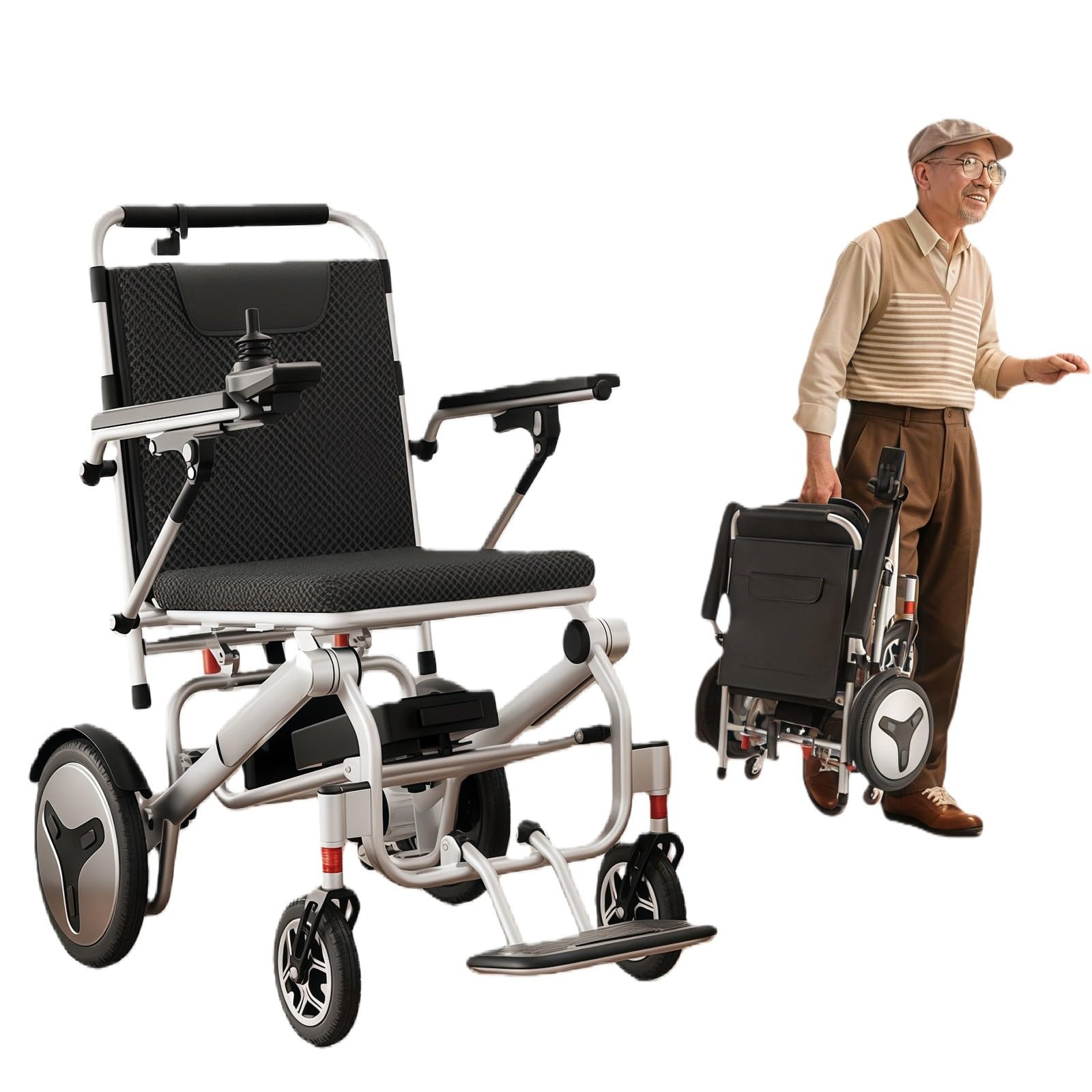 Carrozzina Elettrica Leggera Per Adulti,Carrozzine,Telaio Rinforzato In Lega Di Alluminio E Magnesio, Motore Da 400 W, Carrozzina Elettrica Per Viaggi E Uso Quotidiano