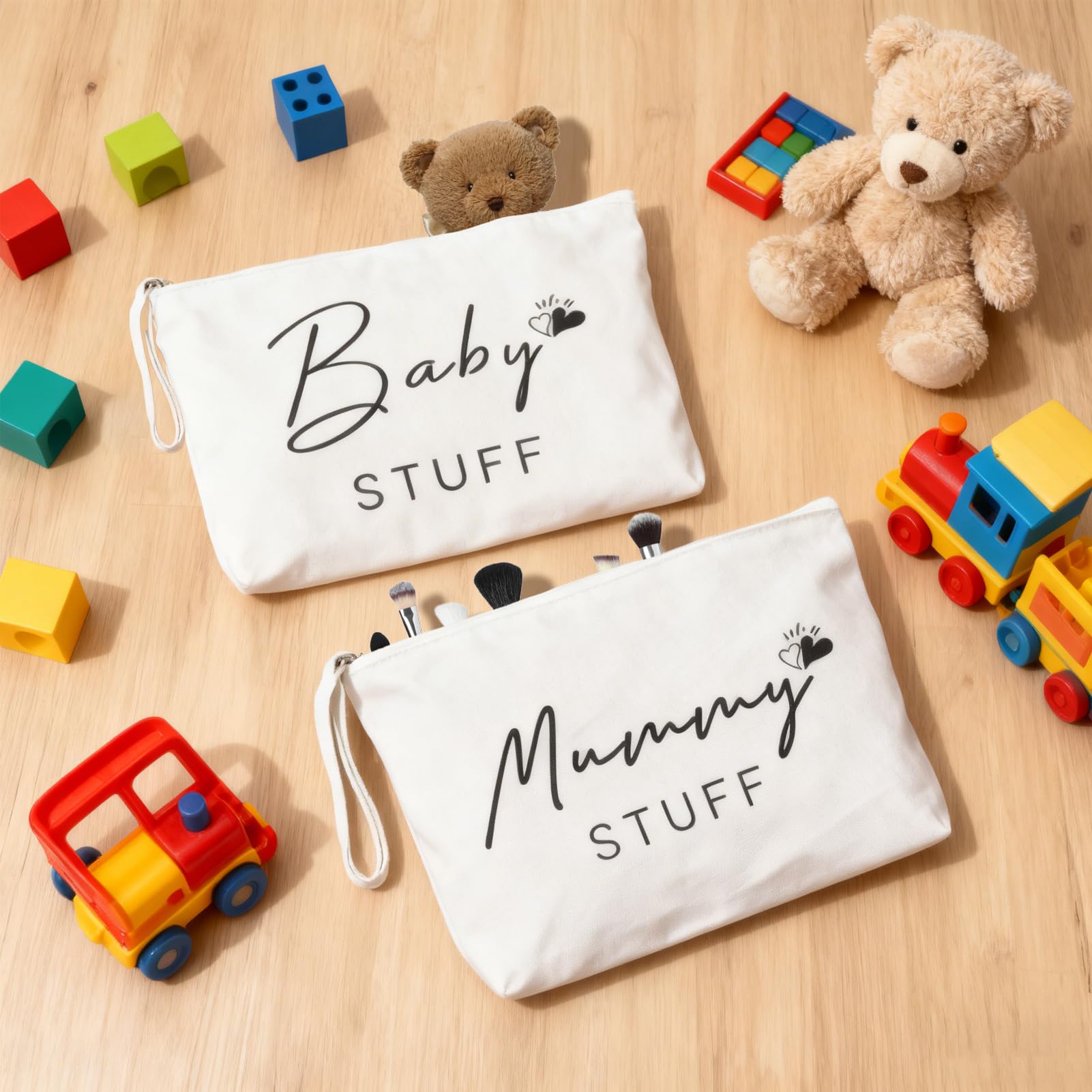 Set di 2 sacchetti regalo per donne incinte con chiusura lampo per baby shower