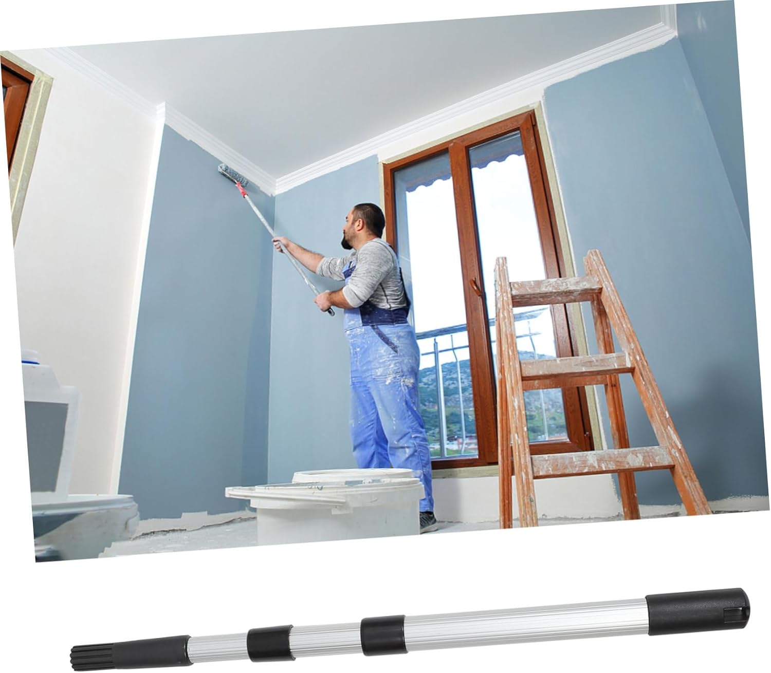 1m Heavy Duty Aluminum Alloy Telescopic Rod for Cleaning Brush Extension Strong Bearing Capacity Easy to Clean for Home and