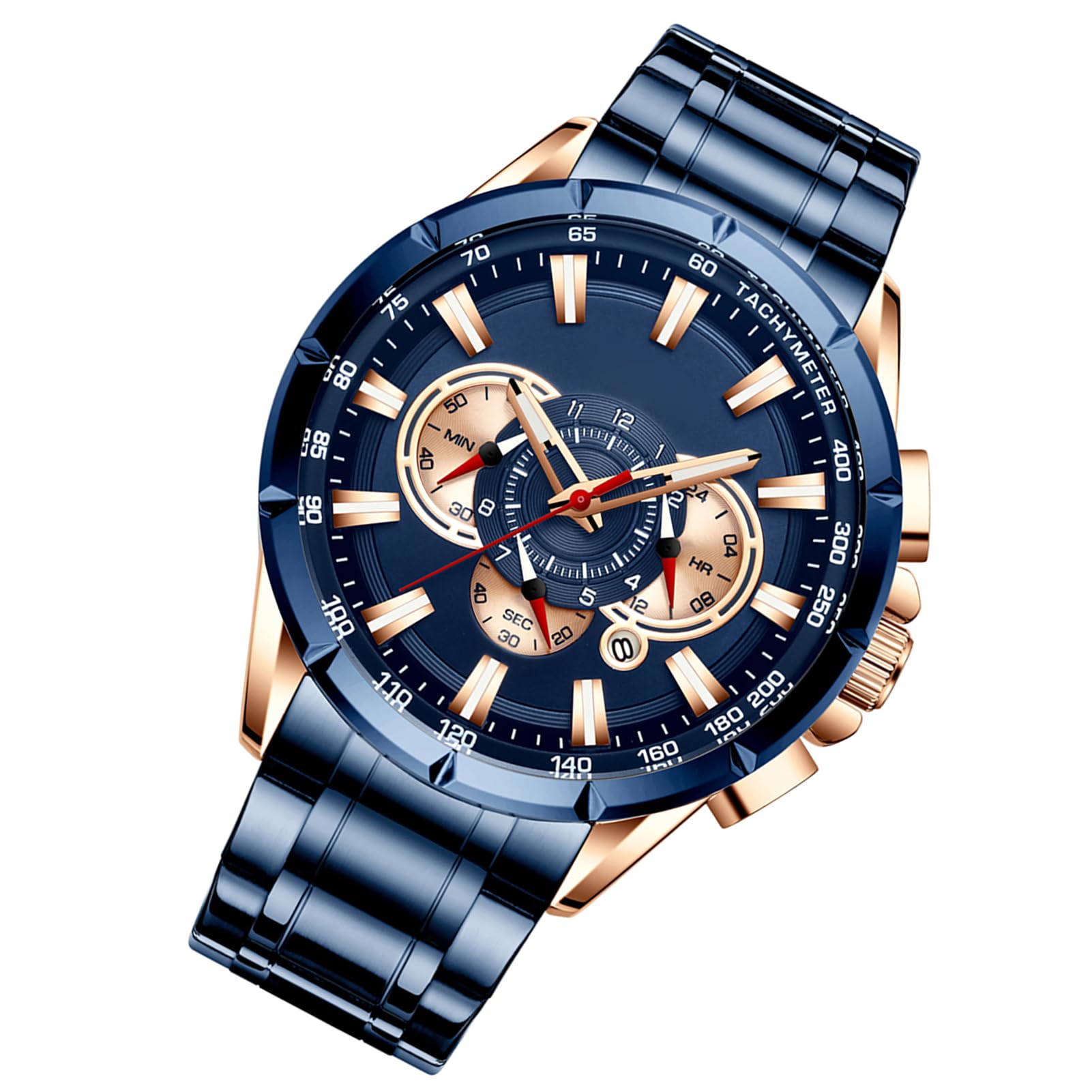8363 Orologio Al Quarzo da Uomo Orologio da Polso in Acciaio Inossidabile Cronografo 48 Mm Data Calendario Lancette Luminose per Abiti Lavoro in Ufficio Feste All'ape