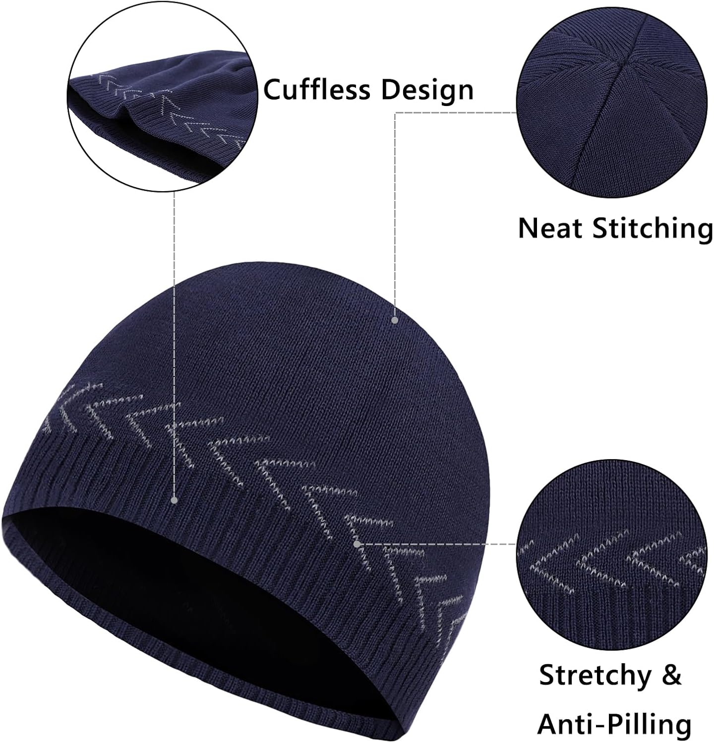 Oversize XXL Beanie Hat for Big Heads 23.6"-25.6", Large Winter Knit Hats Ribbed Stocking Hat Ski Skull Cap - Image 6