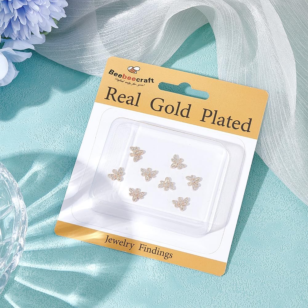 Beebeecraft 1 Box 12Pcs Honeybee Charms 18K Gold Plated Brass Cubic Zirconia Small Bee Charm for Jewelry Making Earring Bracelet Necklace DIY Crafts - Image 5