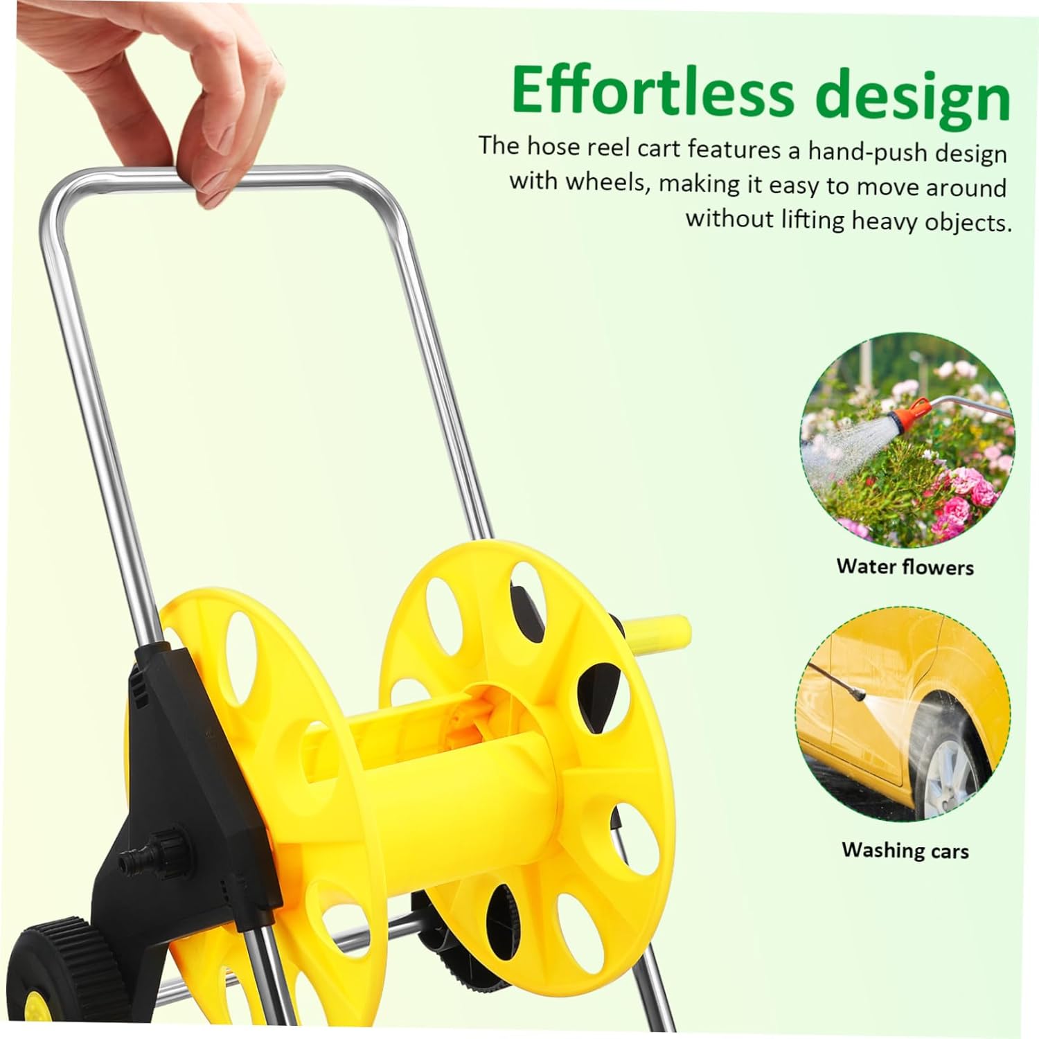 Effortless Water Pipe Truck Foot Retractable Hose Garden Hose Reel Cart Wheels Garden Holder for Outdoor Use