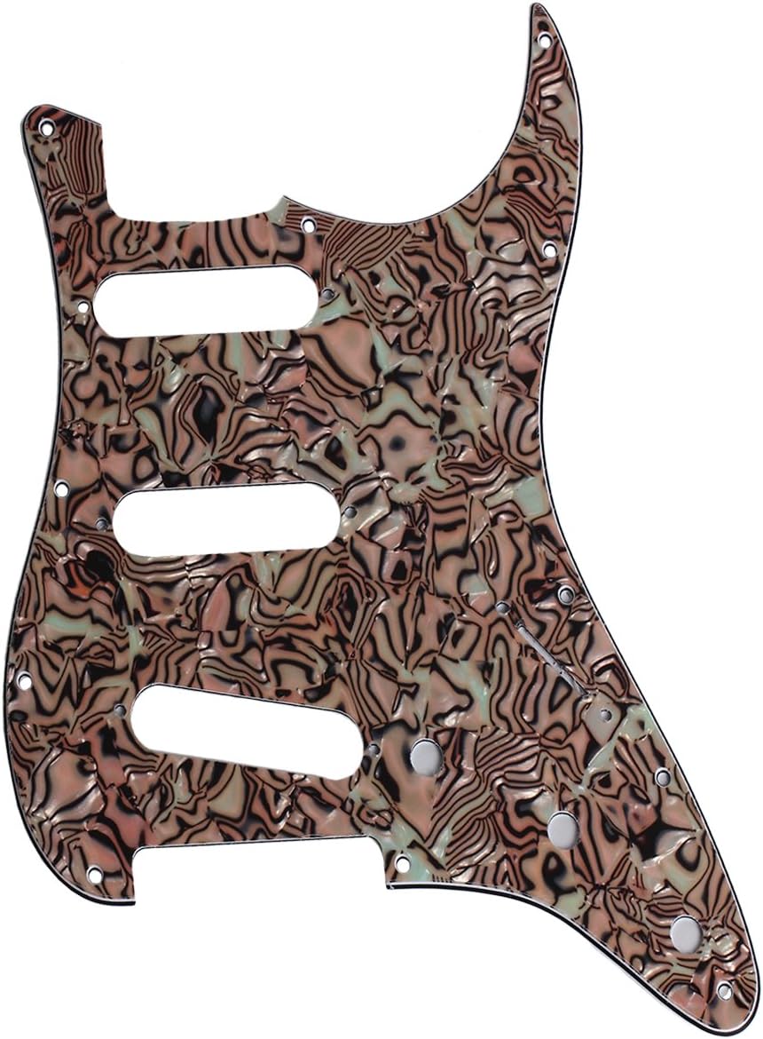 SSS 11-Hole Electric Guitar Pickguard & Backplate Set for Strat Style Guitars - 3-Ply PVC Scratch Resistant, Pre-Drilled Modern Style (Includes Screws) (Brown tortoise shell)