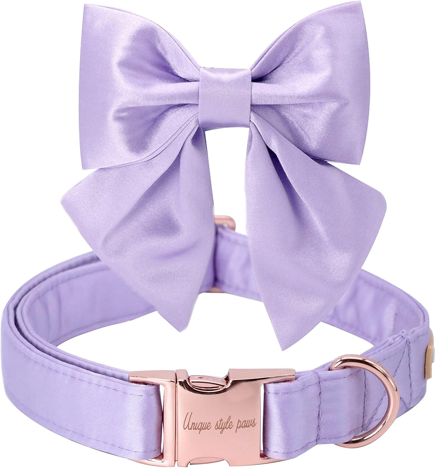 Unique Style Paws Silk Champagne Color Adjustable Wedding Bow Tie Collar for X-Large Dogs
