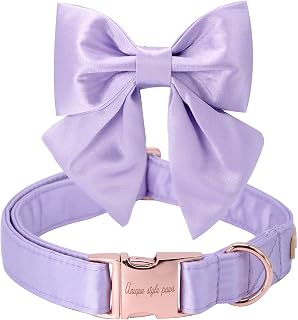 Unique style paws Seide Lila Farbe Verstellbares strapazierfähiges Hundehalsband mit Schleife Hochzeit Fliege für mittelgroße Hunde
