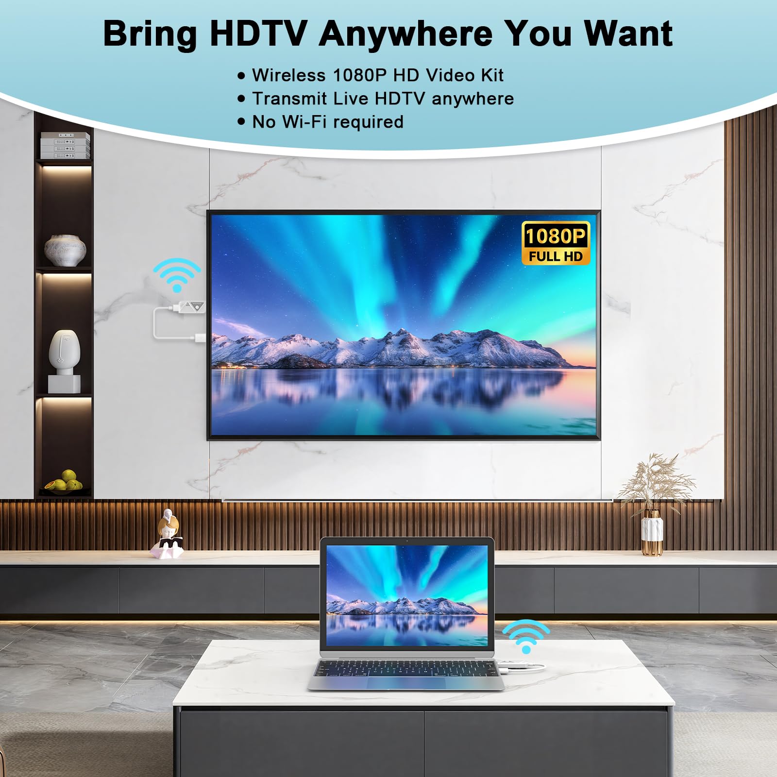 Steetek Trasmettitore e Ricevitore HDMI Wireless, HDMI Wireless Extender per Trasmettere Audio e Video HD a Monitor/Laptop/PC/TV Box/Proiettore, 2,4G/5G Trasmissione Radio Portatile, Plug & Play