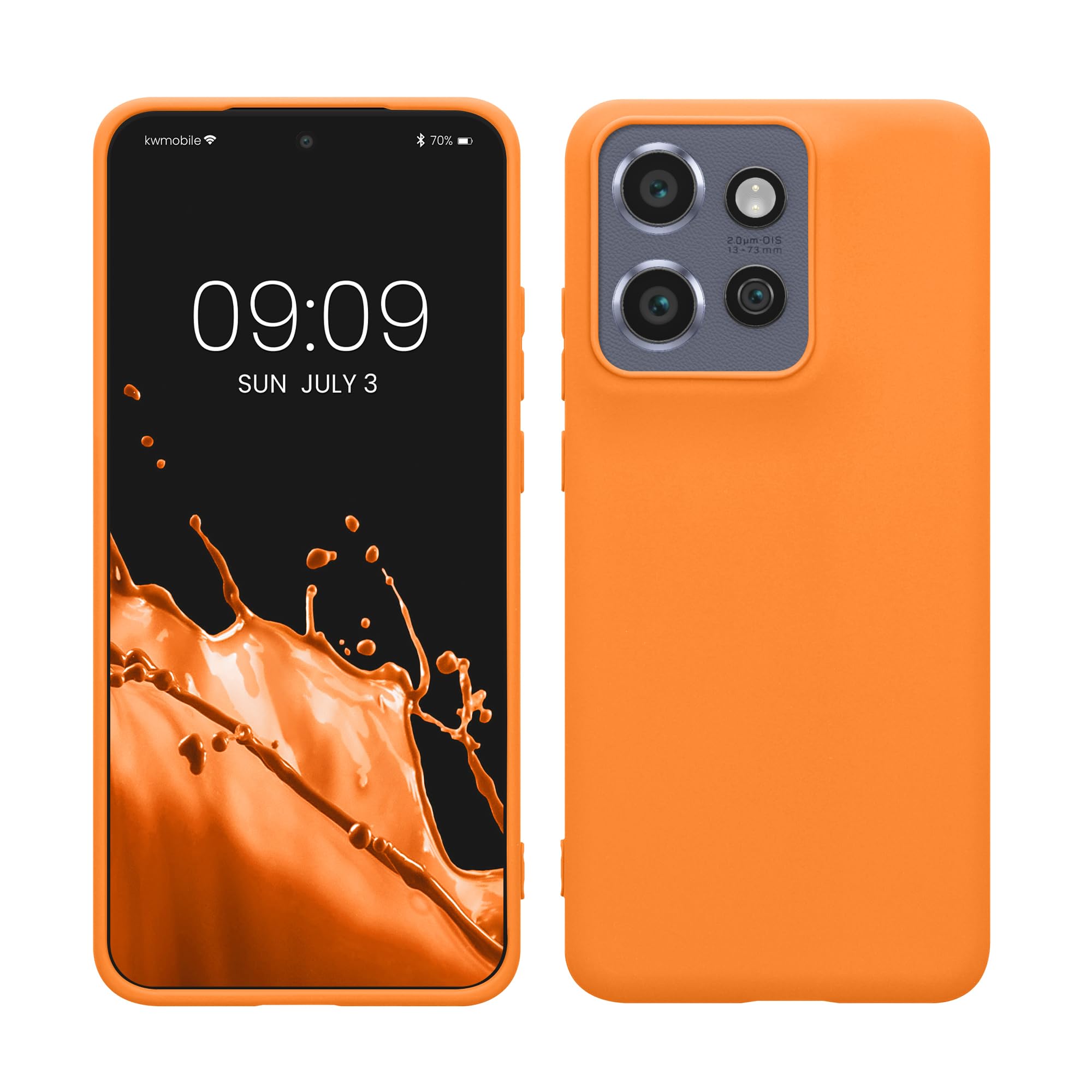 kwmobile Case Compatible with Motorola Edge 60 Neo/Edge 50 Neo/ThinkPhone 25 Case - Soft Slim Protective TPU Silicone Cover - Fruity Orange