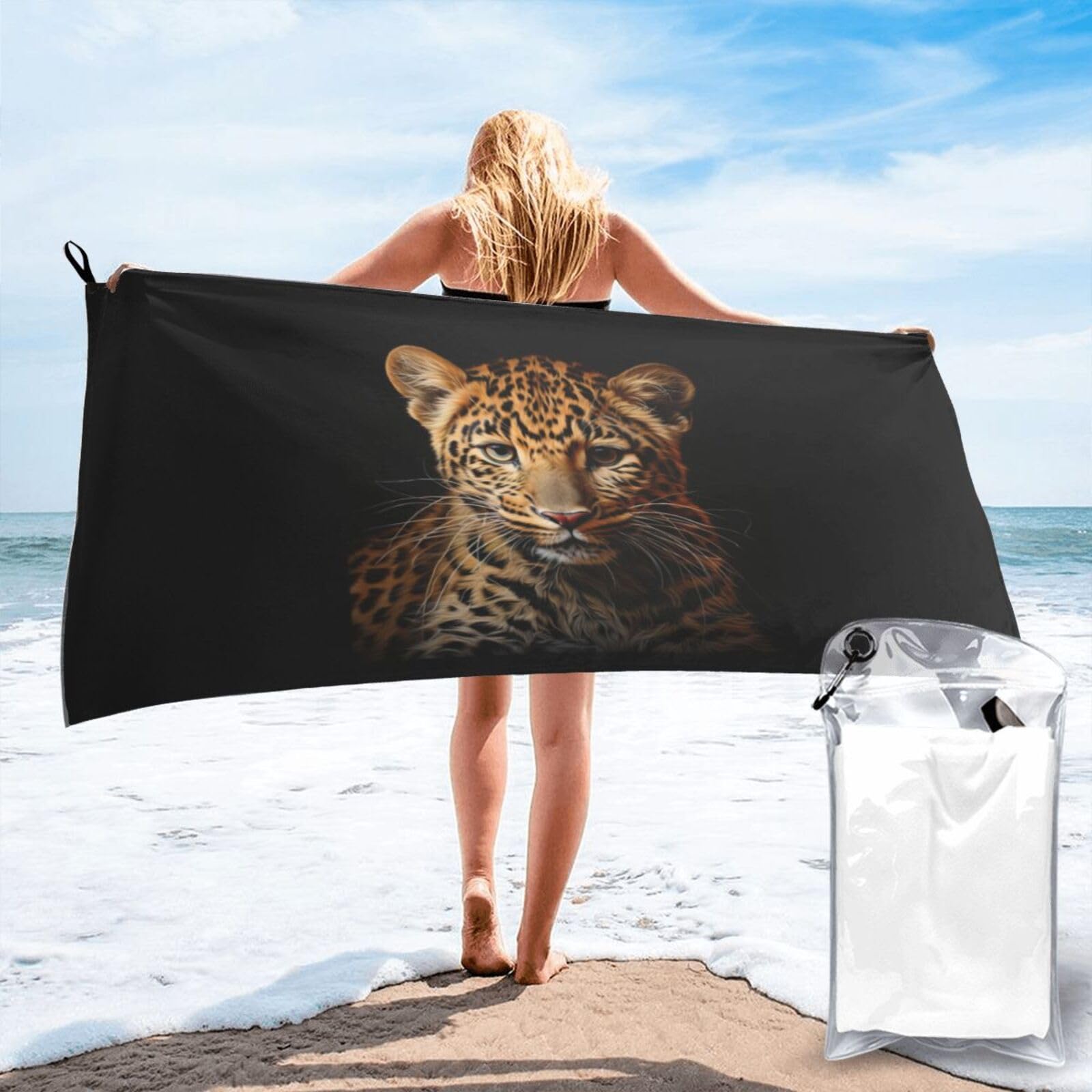 AYYQWE Leopard Print Print Lightweight Towel For Men Women Travel Beach Camping Hiking Yoga Swimming Sports
