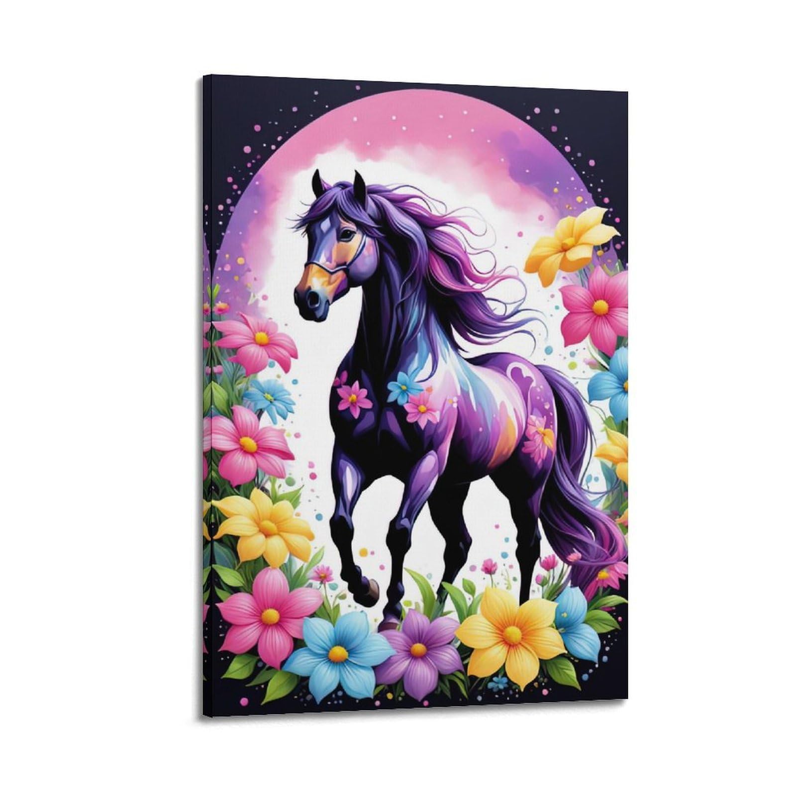 JTLFXY Animal Poster The Black Horse Poster Decorative Painting Canvas Wall Posters And Art Picture Print Modern Family Bedroom Decor Posters 20x30inch(50x75cm)