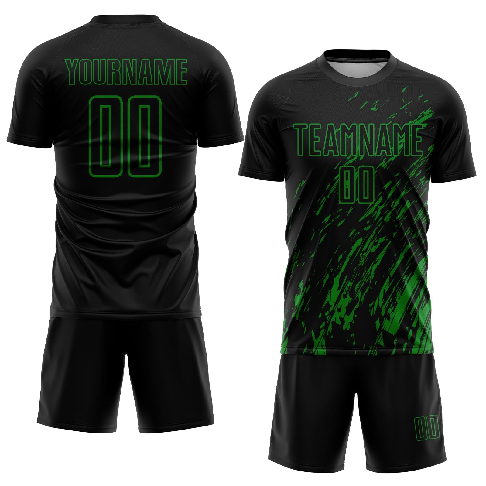 Custom Soccer Jerseys for Boys Men Women Youth, Black Grass Green Personalized Soccer Jersey Printed Name Number Logo Sports Jersey