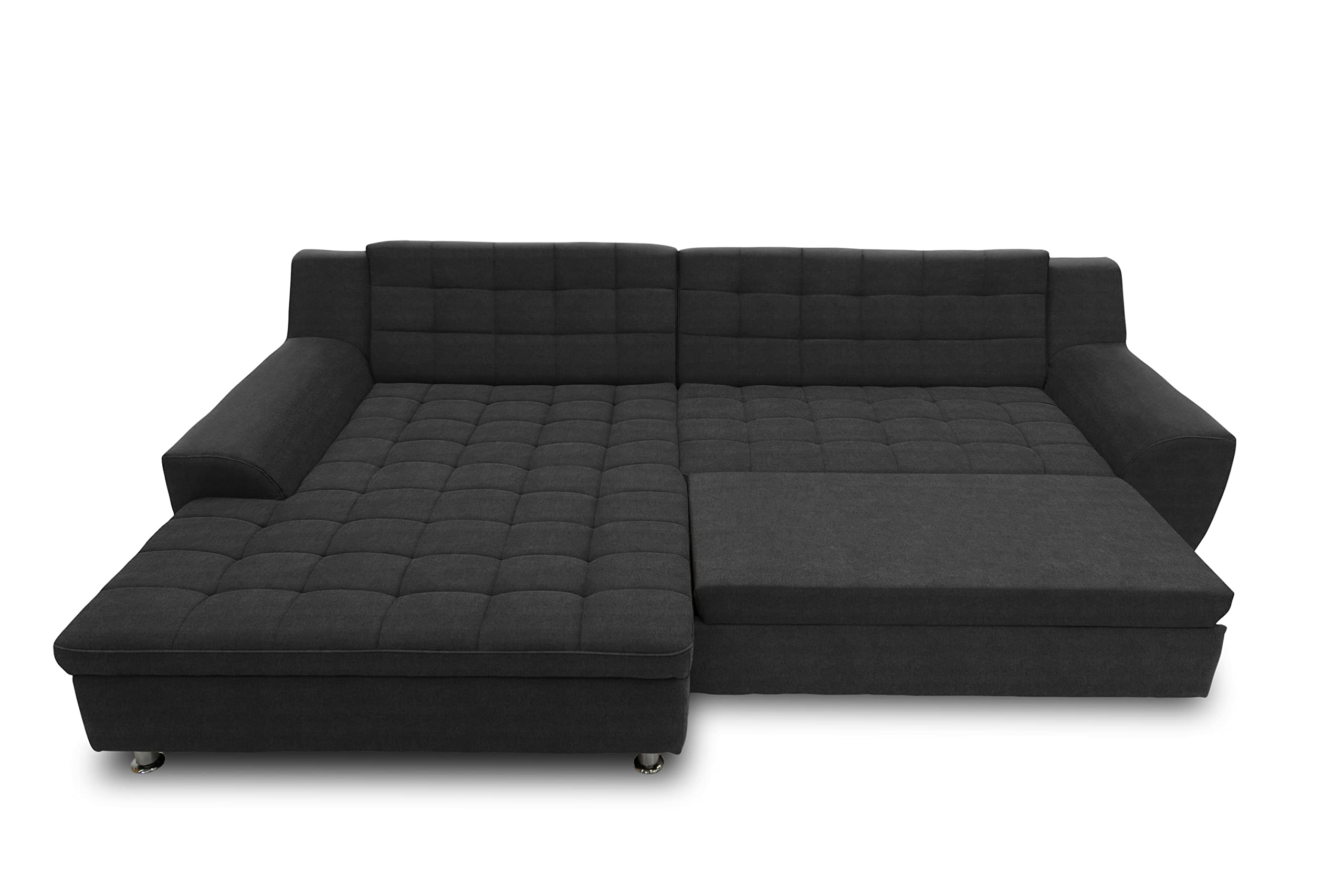 DOMO. collection Ecksofa Merida, Sofa mit Schlaffunktion in L-Form, Eckcouch mit Bettkasten, Schlafsofa 304 x 200 x 84 cm (BxTxH), dunkelgrau