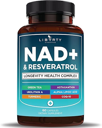Complejo de suplementos NAD+ - NAD+ 300 mg con astaxantina, urolitina A, resveratrol, CoQ10 y mezcla de antioxidantes - Energía celular, apoyo