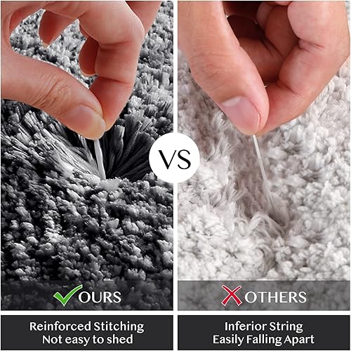 Miniatura 5 de KMAT Alfombras de baño de 32 x 47 pulgadas, lujosas, suaves, peludas y absorbentes, antideslizantes, de felpa, tapetes de baño para baño, bañera y