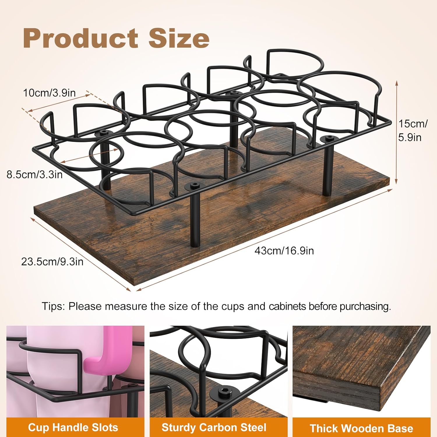 Housolution Pull Out Water Bottle Organizer for Cabinet, Slide Out Tumbler Storage Organizer for 10 to 40 oz Cups, Sliding Cup Holder Rack Compatible with Stanley, Owala and Other Brands (Patented) - Image 6