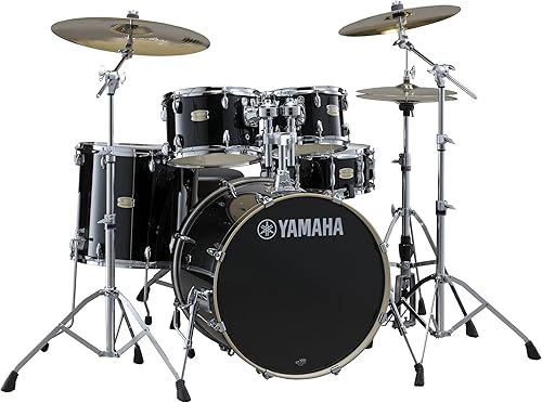 Yamaha Stage Custom Birch 5pc Drum Shell Pack With a 20" Kick Drum and 14” Snare Drum in Raven Black For Students and Working Drummers (SBP0F50RB)