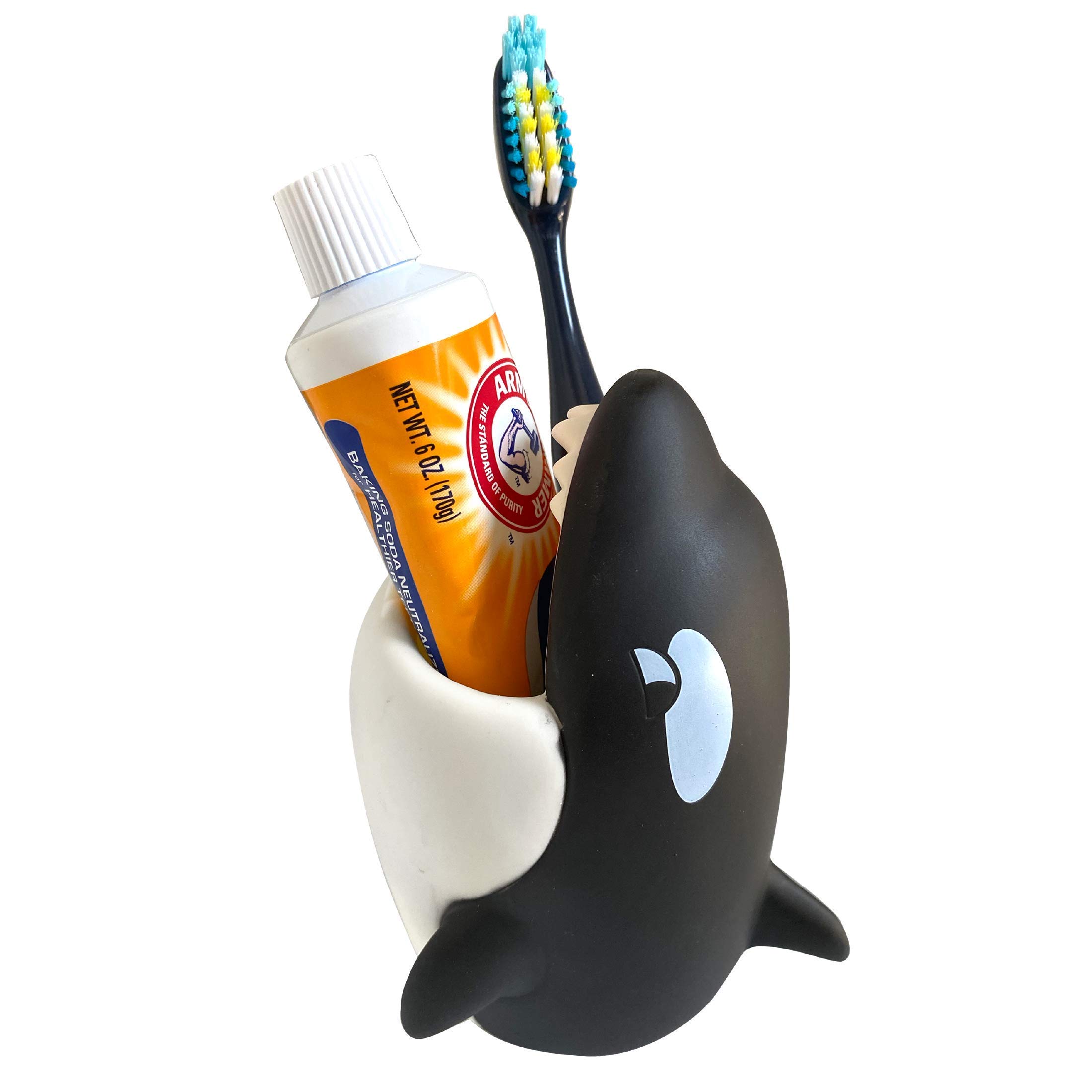 Kids Toothbrush Holder Toothbrush Organizer – Durable Silicone Animal Tooth Brush Holder – Easy to Clean Toothbrush and Toothpaste Holder – Toothbrush Holders for Bathrooms by Lily’s Home (Whale)