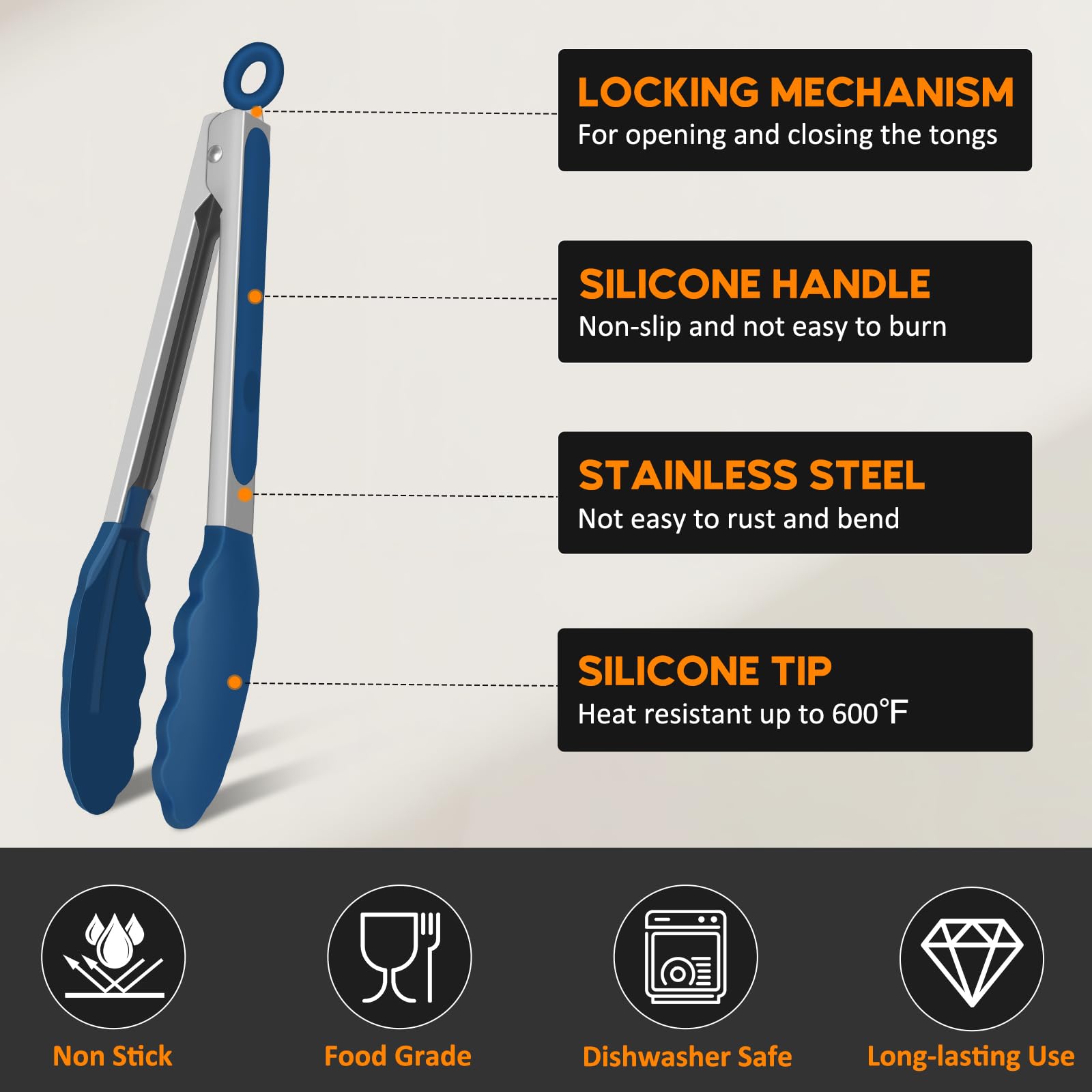 EEKEDO Silicone Tongs - Non-Stick Cooking -5