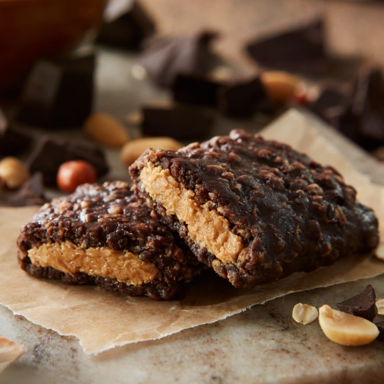 CLIF Bar Nut Butter Bar | Barrita de Proteína con 7g de Proteína Vegetal | Chocolate & Peanut Butter | Barrita Snack Orgánica | 12 x 50 g
