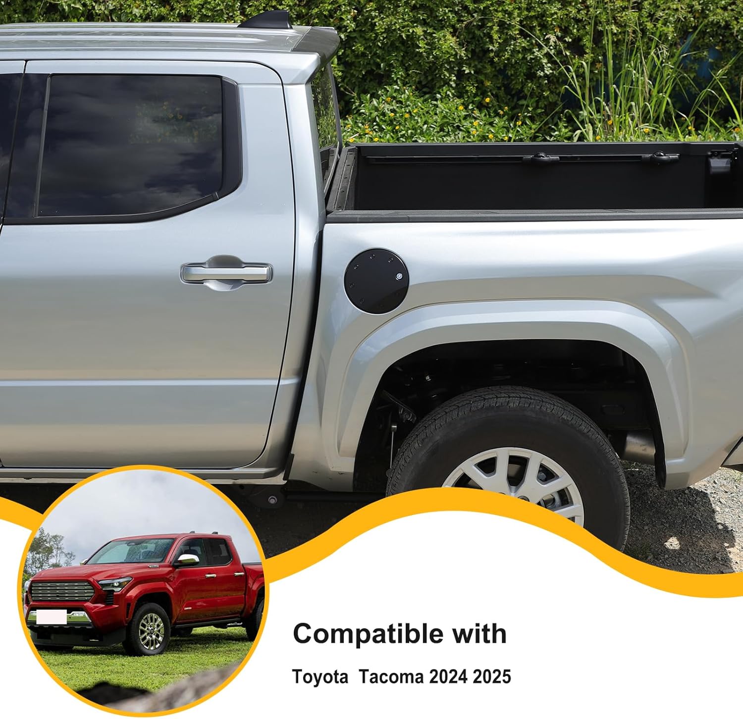 Gas Cap Locking Fuel Cap Cover Compatible with Toyota Tacoma 2024 2025 2026 Aliminum Alloy Locking Gas Cap Fuel Tank with Key