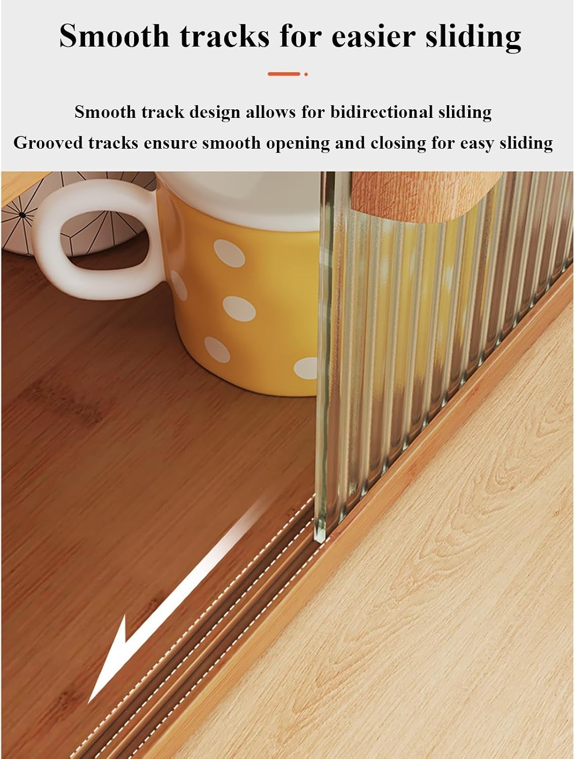 2 Tier Coffee Station Organizer, Sliding Acrylic Door Wooden Mug Holder Countertop, Storage Cabinet with Metal Handles, for Home Office(Wood,3 Layers)