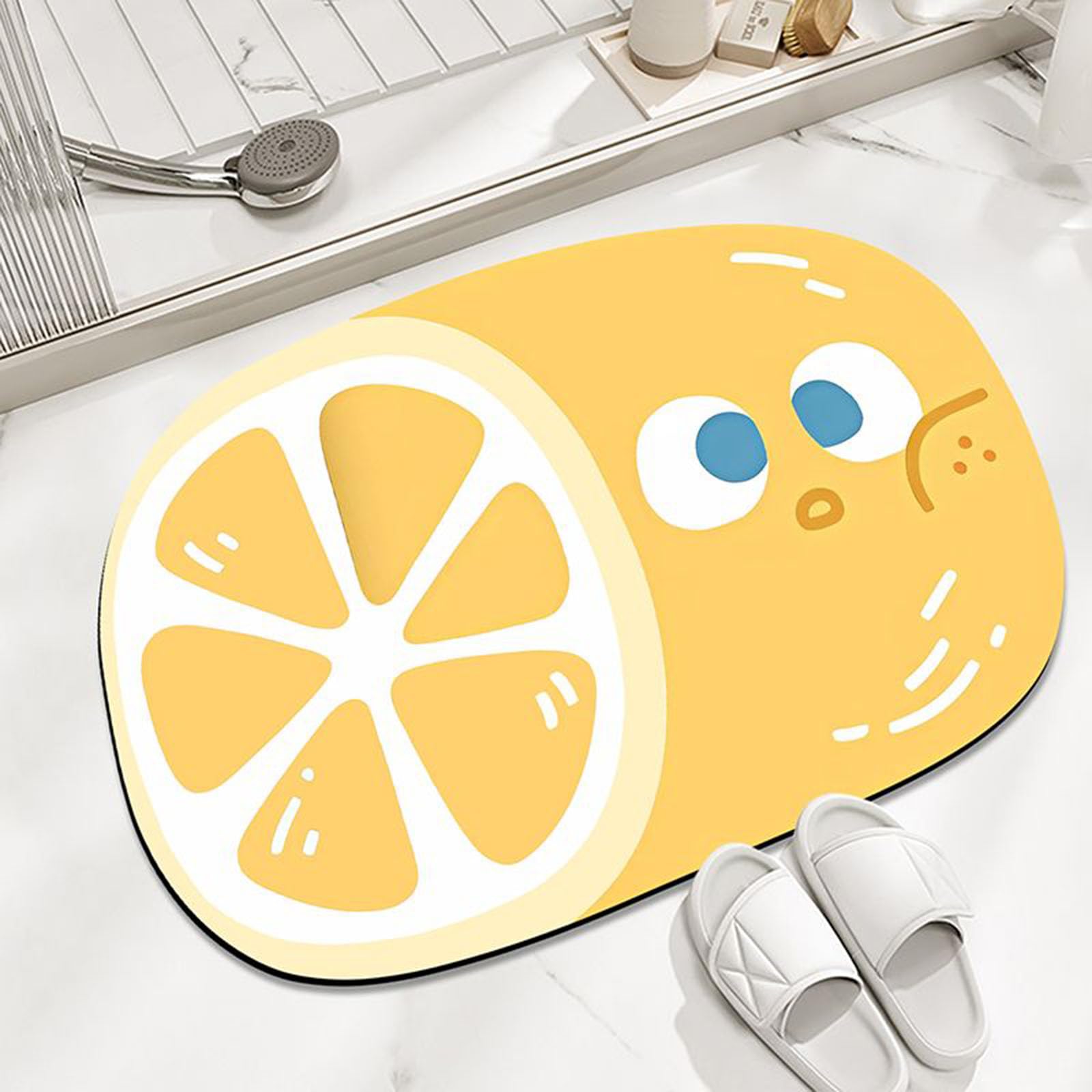 Tapis de bain orange en diatomite 40x60 cm à motif fruits vitaminés