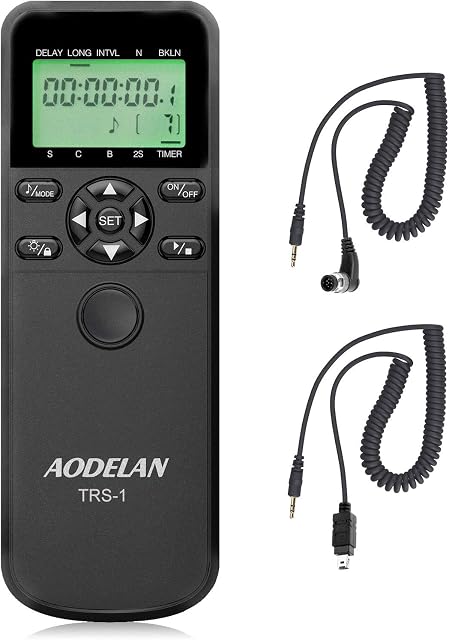 AODELAN TRS-1 Shutter Release Timer Remote Control for Nikon Z7, Z6, Coolpix P1000, D850, D810, D700, D500, D3, D4, D5, D4s, D3100, D5000, D7200, D600, D610, D750, D3300; Replace MC-DC2, MC-36, MC-30A
