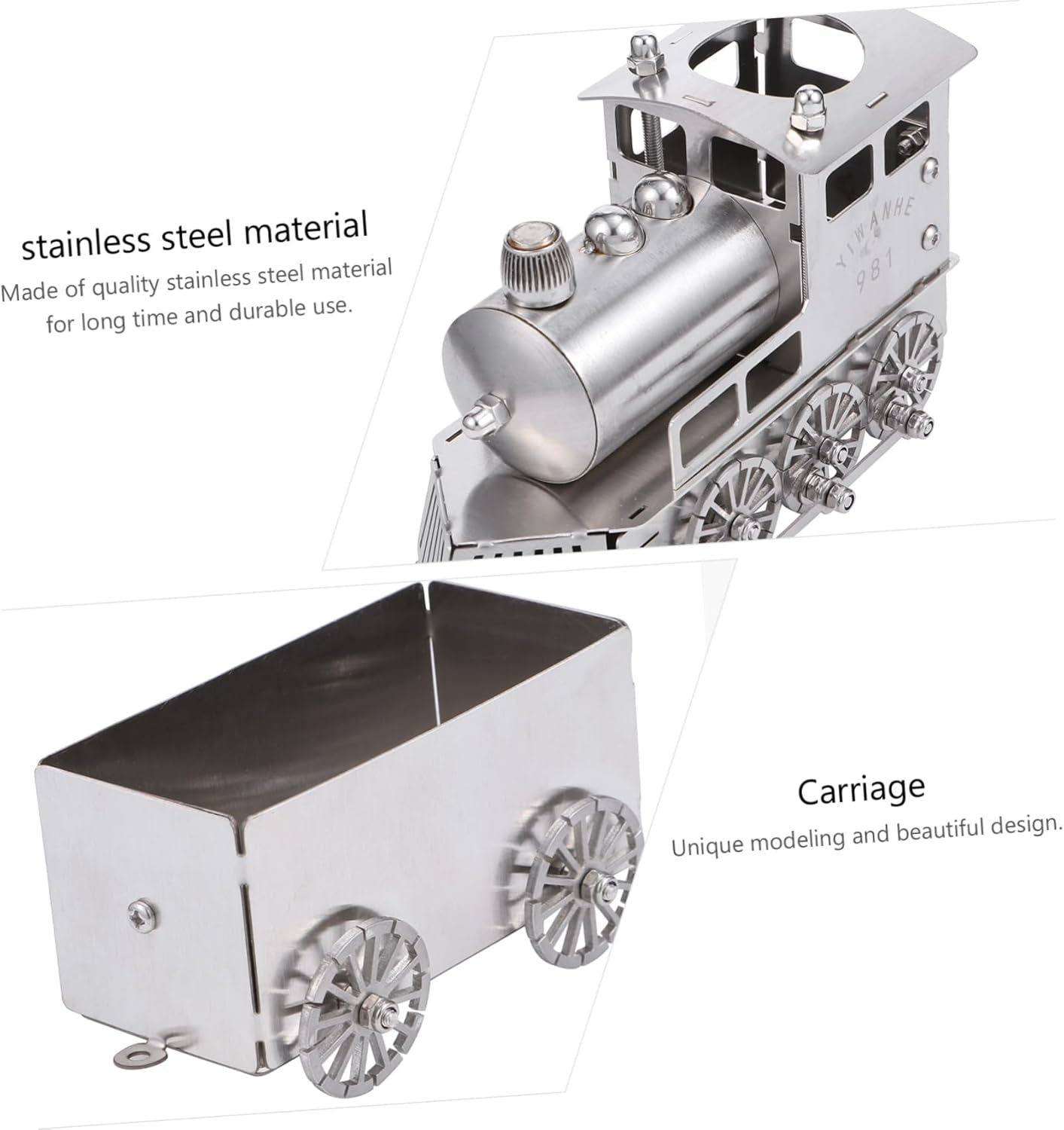 BESPORTBLE 1Set Retro Steam Train Model Unique Desktop Train Ornament for Home Office Decor Stylish Design Collectors Includes Engine Carriage