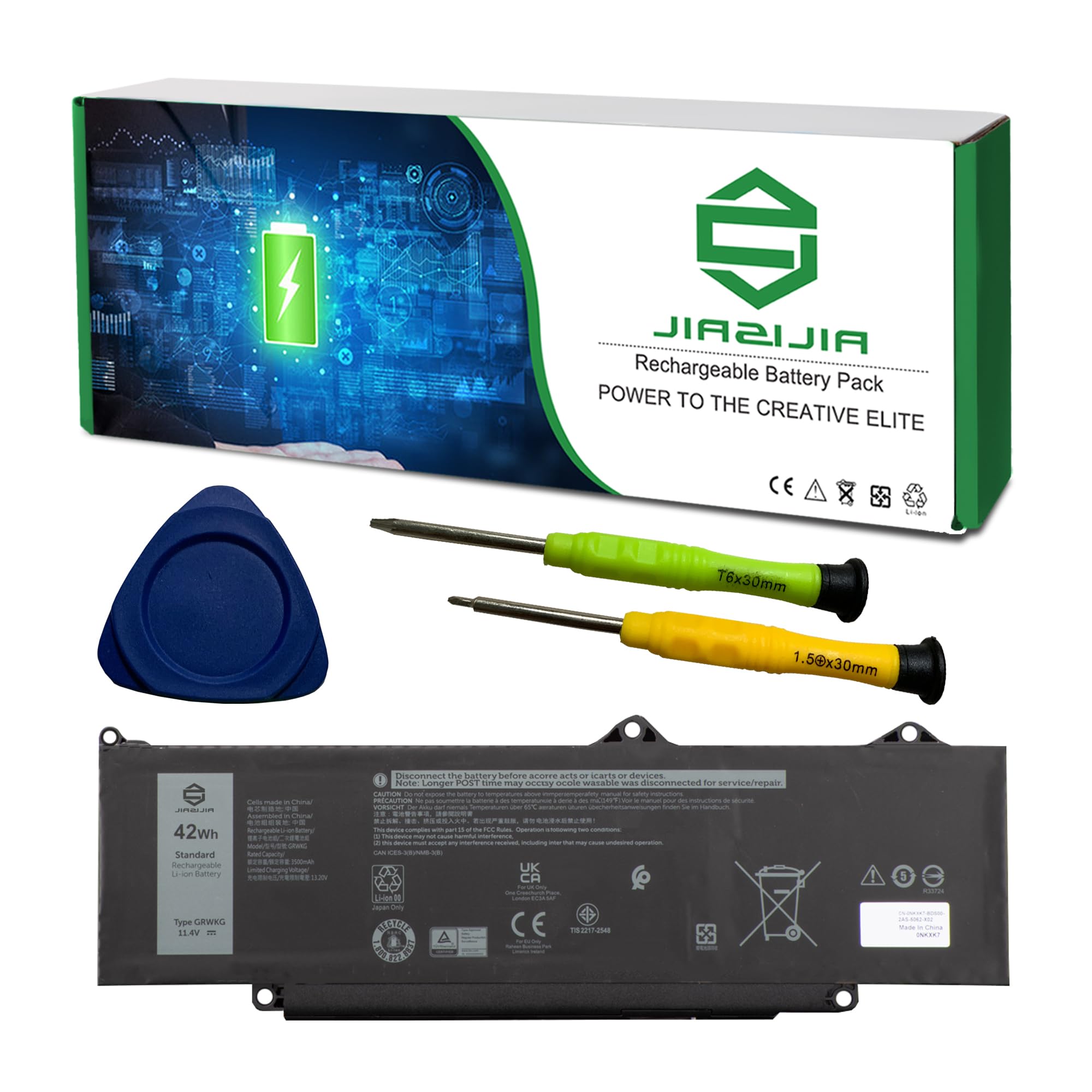 JIAZIJIA GRWKG Laptop Battery Replacement for Dell Latitude 3340 3440 3450 3540 3550 5340 5350 5440 5450 5540 5550 7455 Precision 3480 3490 3580 3590 Series 0NKXK7 NKXK7 0V7TXF V7TXF 11.4V 42Wh