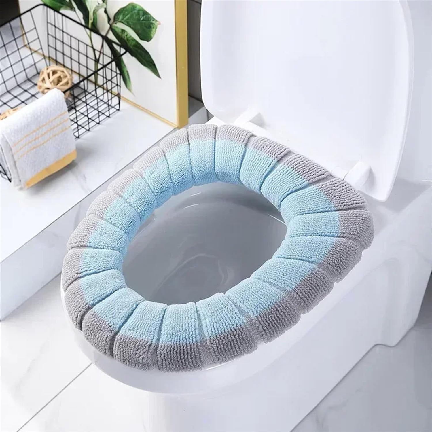 Thickened Toilet Seat Cover Antifreeze Toilet Cover Washable Knitted Mat Soft Cartoon Toilet Seat Covers Bathroom Products (Size : Pink)