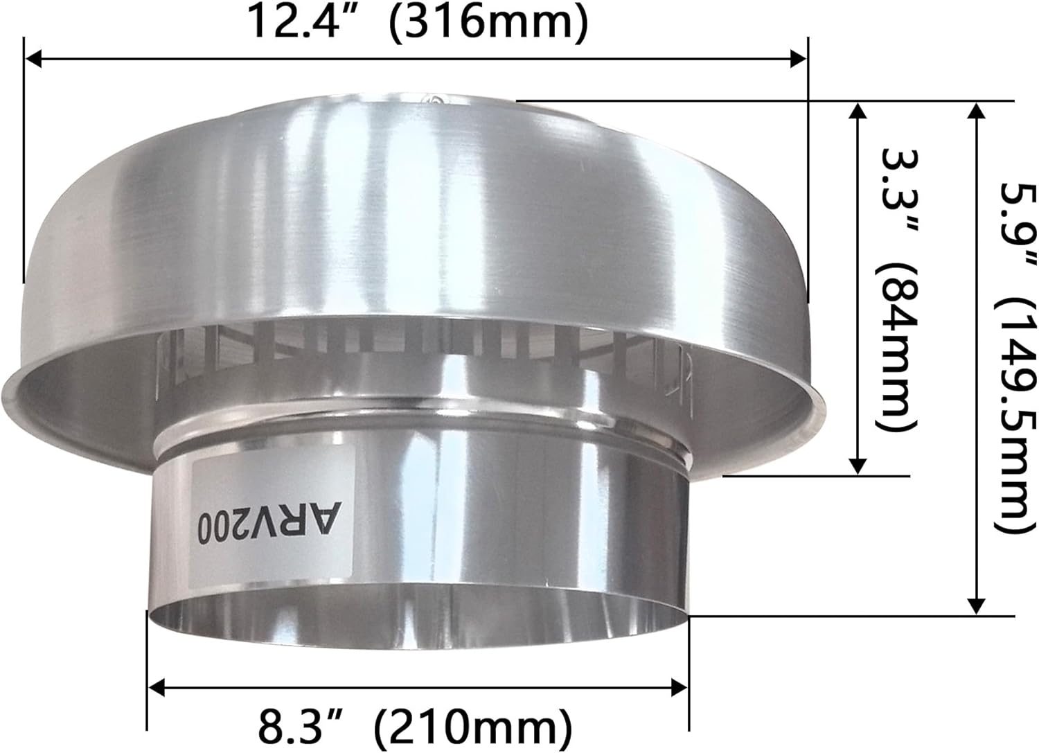 Round Chimney Cap 8 Inch Aluminum Alloy Round Roof Vent Cap Chimney Roof Cover Rainproof Vent Cap Outside Roof Rainproof Vent Cap