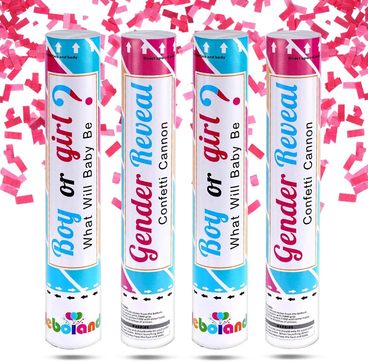 Buy Gender Reveal Confetti Cannons Pink 4 Pack 12 Inch Party Cannons