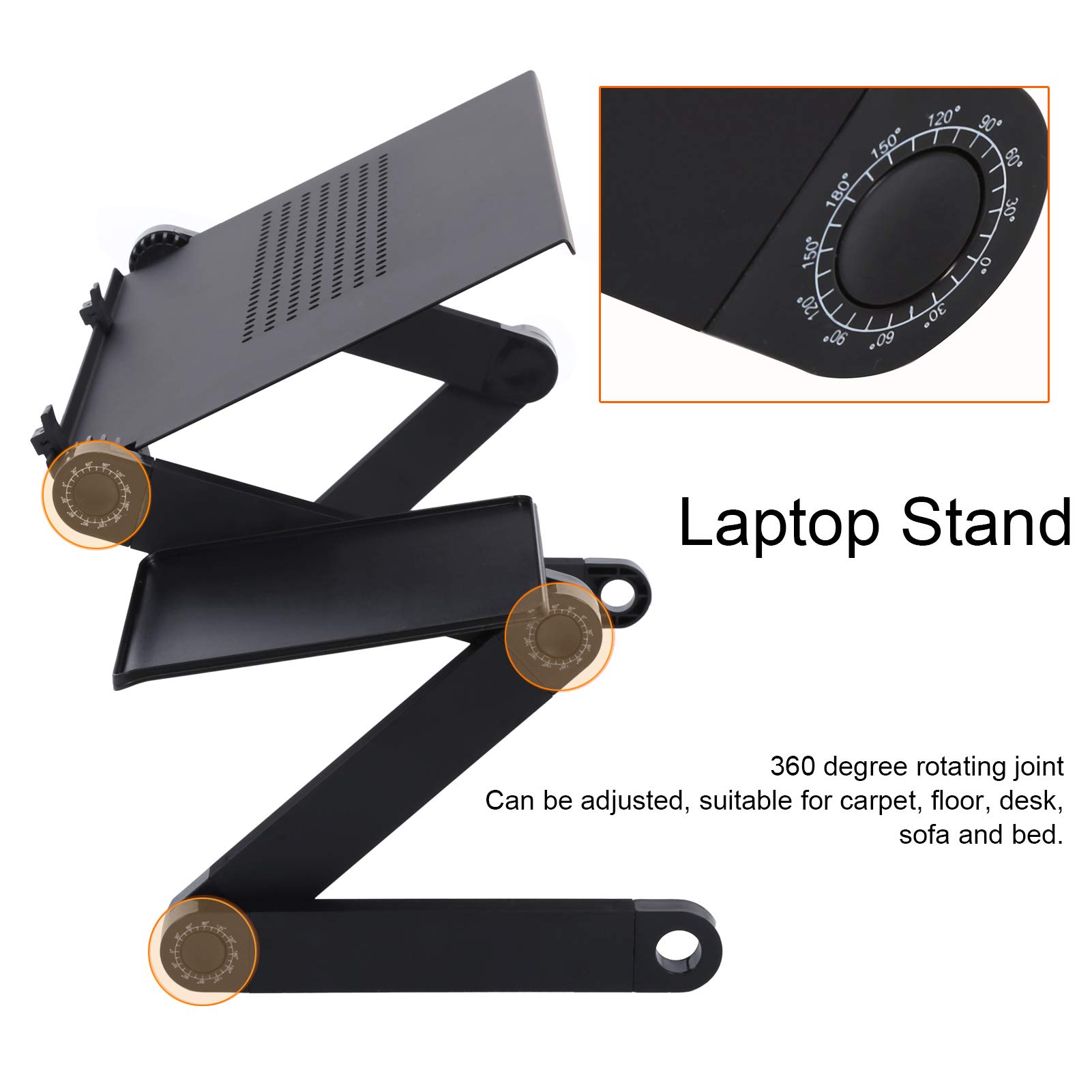Domary Supporto per Laptop Pieghevole con Ripiano per Mouse Regolabile Uso in Ufficio Domestico - Lega di Alluminio Resistente 42x26 Cm