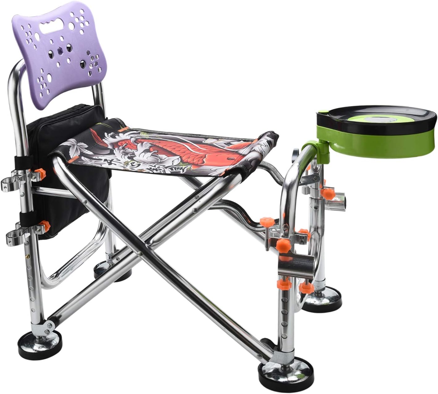 Creatour Folding Camping & Fishing Chair with Backpack, Fishing Rod Holder, Backrest, Tool Bag, Umbrella Stand, Bait Basin