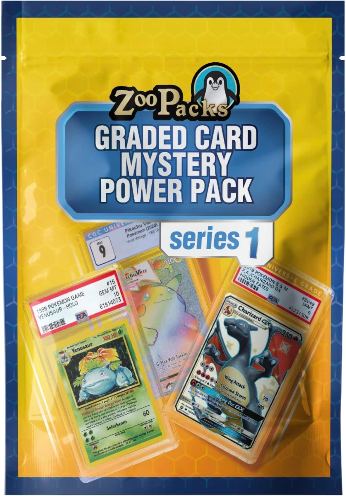 Zoo Packs Pokemon Graded Card Mystery Power Pack - Amazon Exclusive - 1 PSA Or CGC Graded Card + 1 Sealed Booster Pack + 25 Additional Cards with 5 Being Hologram/Holographic + 1 1st Edition Card