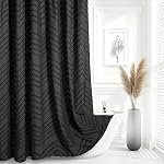 White Boho Farmhouse Shower Curtain Fabric for Bathroom-Hotel Spa Grade, Textured Polyester Waterproof Cloth Curtains-Includes 12 Double-Sided Hooks, 72x72 Inches