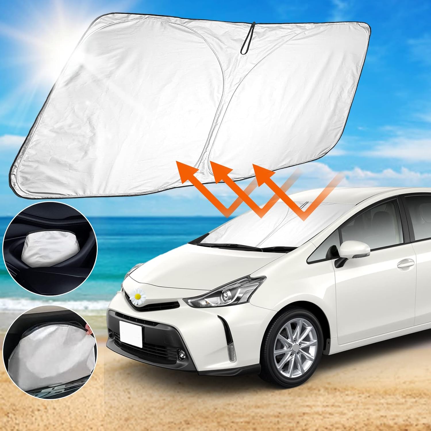 店舗 Shaohao トヨタ プリウス A Zvw40型 Zvw41型 車用サンシェード カーアクセサリ カーシェード 日よけ用品 フロントガラス用 紫外線カット 折り畳み式 簡単取り付け 日差しカット フルカバレッジ ｕｖカート 遮光 遮熱 軽量 防水 片付 人気 改良加厚型 Chandigarhdaily Com