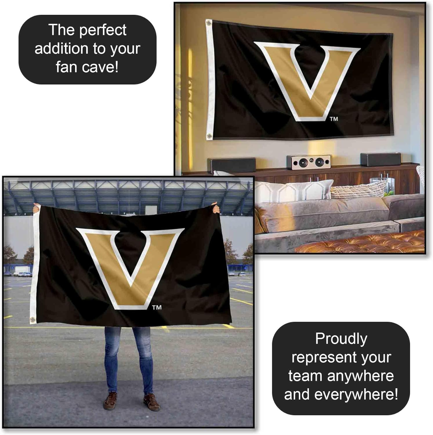 College Flags & Banners Co. Vanderbilt Commodores Wordmark Large Grommet Banner Flag