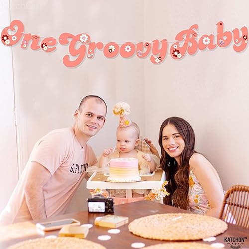 Miniatura 4 de KatchOn, Cartel One Groovy Baby  10 pies  Decoraciones de fiesta Groovy One Girl  Decoraciones de fiesta geniales para niñas  Una pancarta Groovy