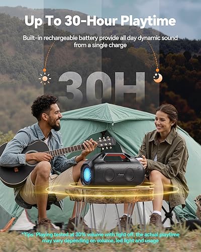 Miniatura 7 de Altavoz Bluetooth de 100 W, Boombox inalámbrico para exteriores con graves potentes, luces RGB, IPX7 resistente al agua  30 horas de reproducción