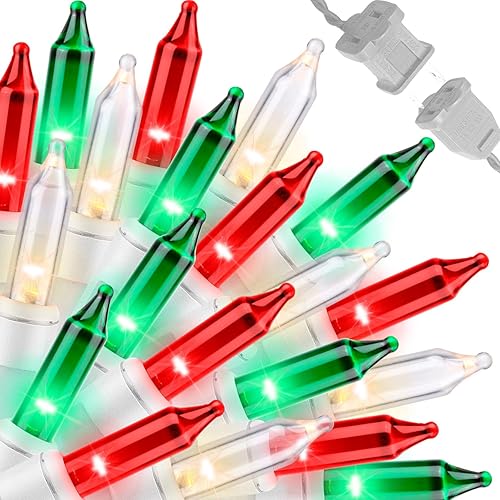 Miniatura 21 de LAMPHOME Juego de luces de Navidad superbrillantes extensibles de color blanco cálido, 100 luces de 19.6 pies, con certificación UL, mini luces para