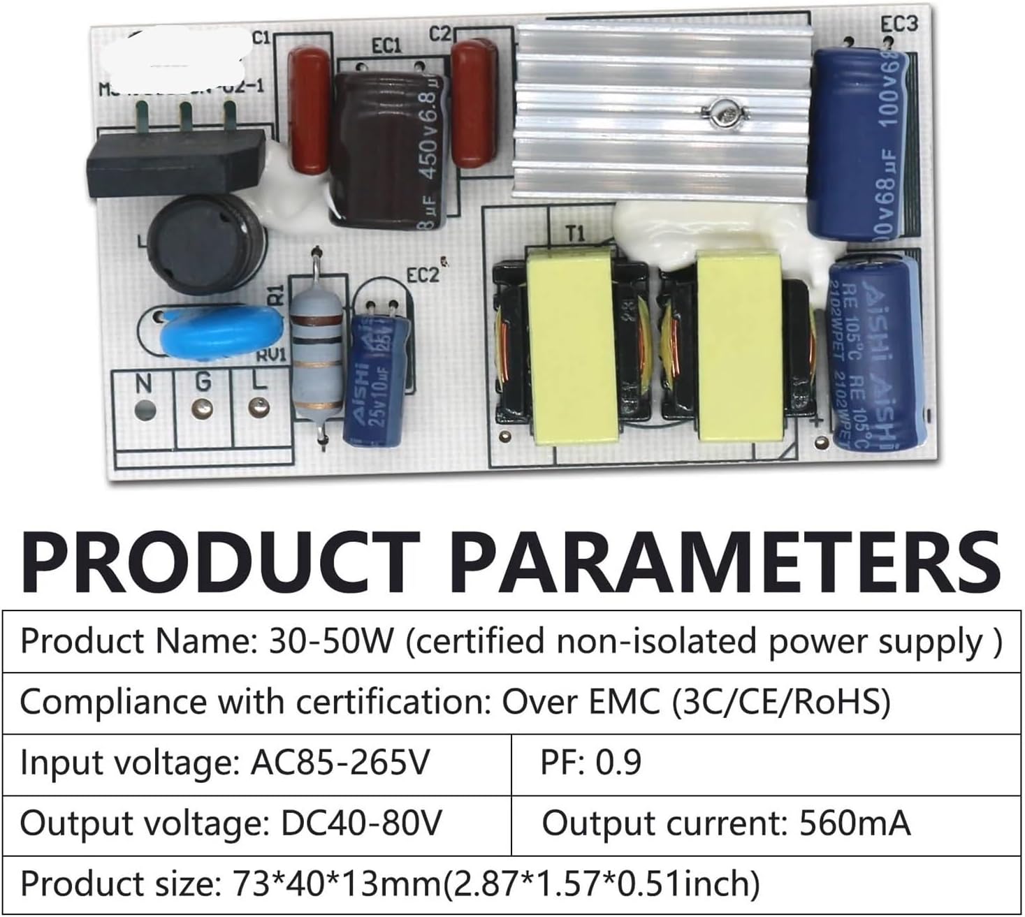 LED Driver 30-50W 560mA AC85-265V Power Supply Constant Current Automatic Voltage Control Lighting Transformer DIY for LED Lights