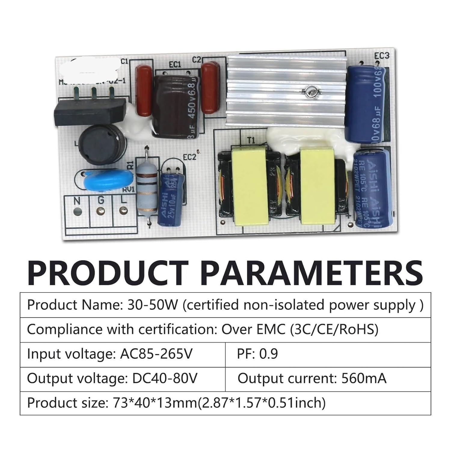 LED Driver 30-50W 560mA AC85-265V Power Supply Constant Current Automatic Voltage Control Lighting Transformer DIY for LED Lights