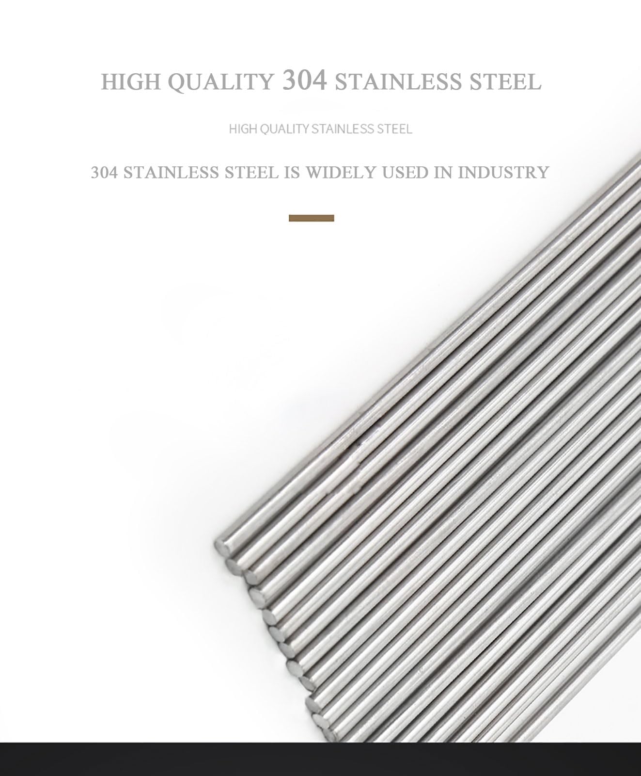 10 Stück 304 SUS Rundstäbe – 2,8–5 mm Durchmesser, 500 mm Länge – robuster Metallschaft(10Pcsx500mmx5mm)