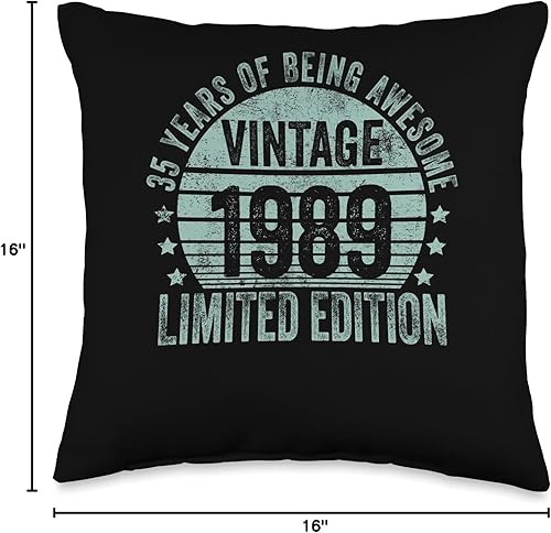 Miniatura 4 de Cojín retro de 35 cumpleaños para hombres y mujeres, 16 x 16 pulgadas, multicolor