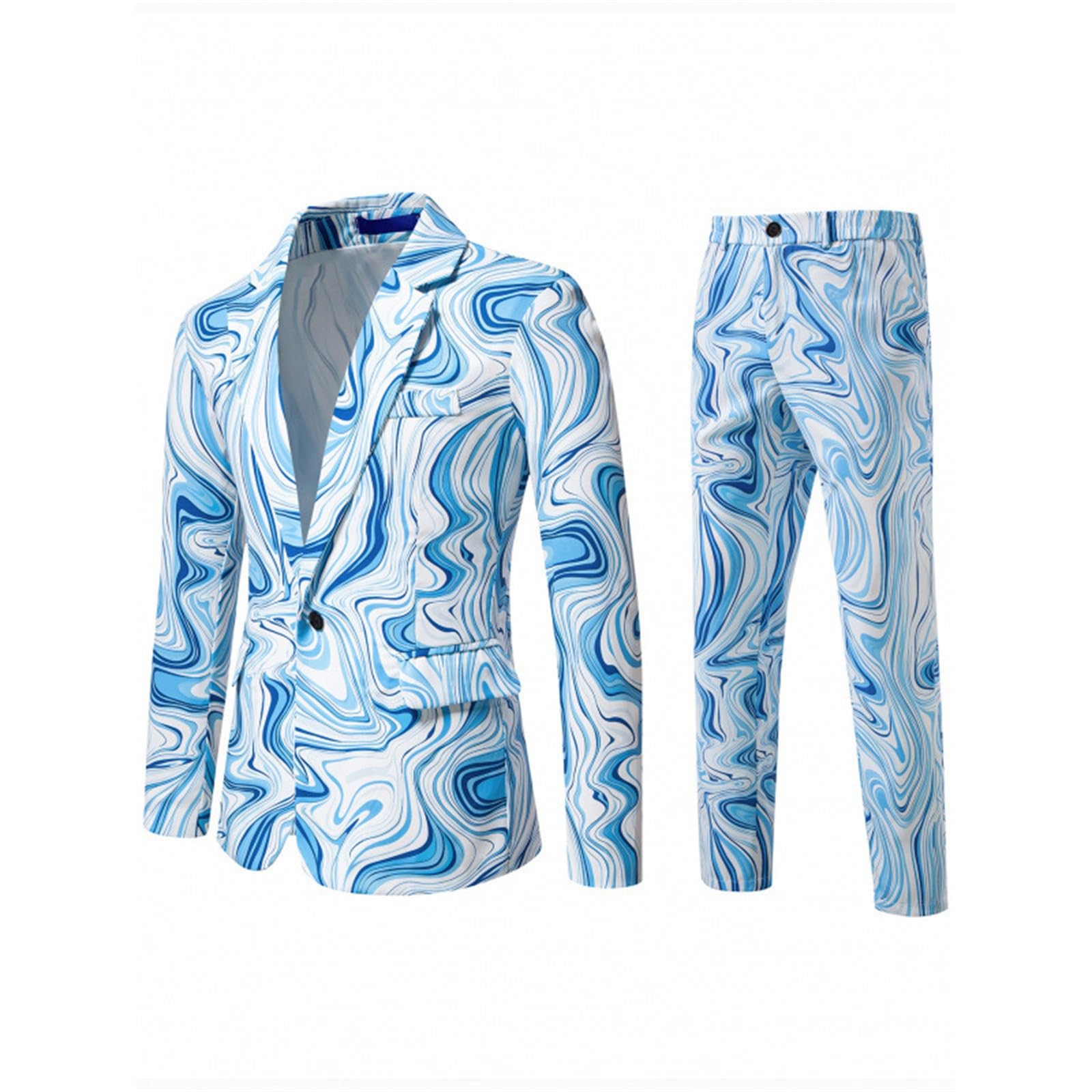Ensemble homme imprimé tie-dye bleu pour style de soirée - 6