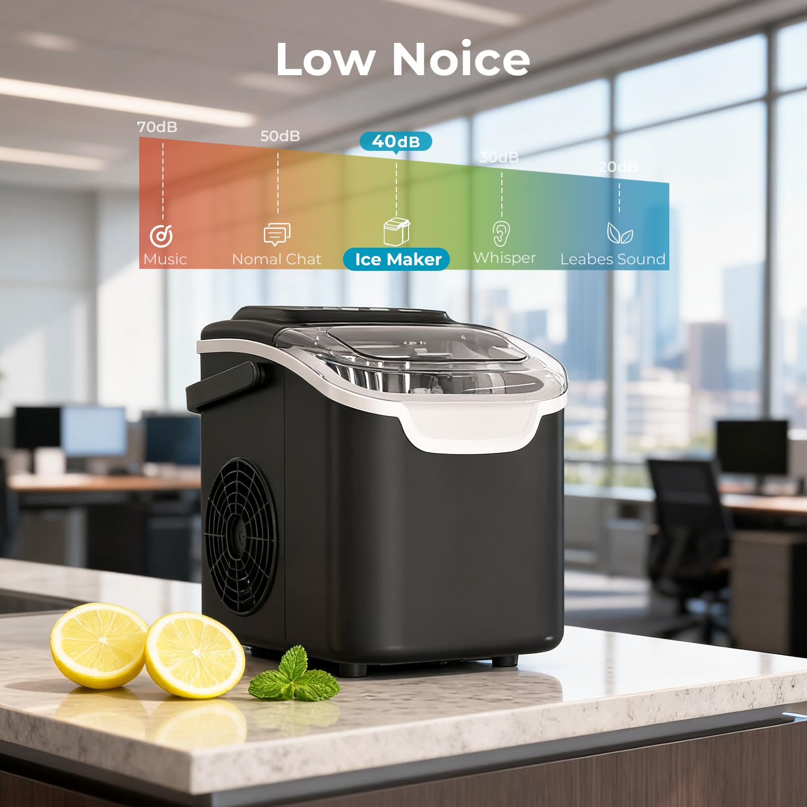 Ice Maker Countertop, 26.5lbs/24hrs, 8 Bullet Ices In 6 Mins – Self-Cleaning Portable Ice Maker With Selectable Ice Size & Touch Display For Home/Office/Bar, Matte Black on Fridge.com - View 4