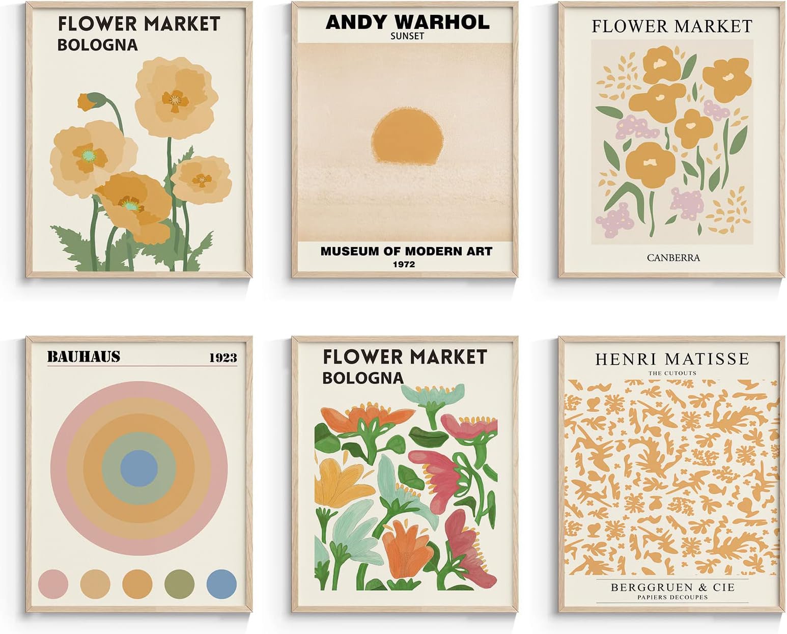 InSimSeaFlower Market Posters Wall Art Prints - Set of 6 Floral Art Poster Botanical Plant Artwork Wall Decor Prints, Vintage Wall Art Posters for Room Aesthetic (8x10 UNFRAMED)